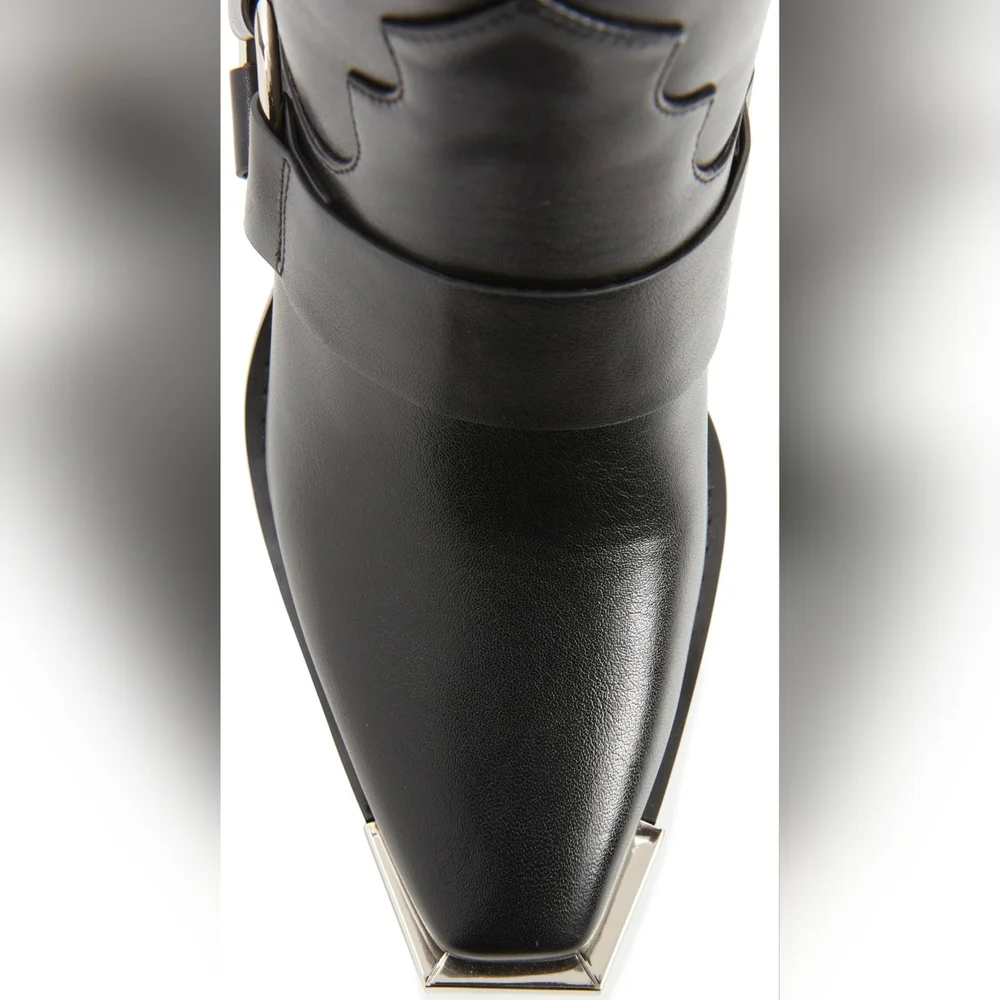 NIB Azelea Wang Lincoln Black Knee-High Harness Riding Boots - Picture 6 of 8